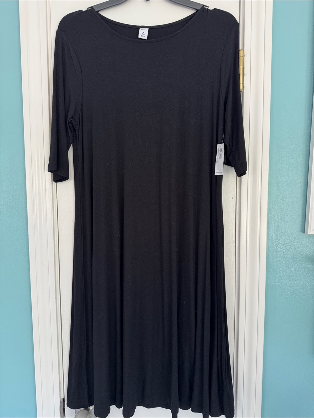 TALL ALERT! Old Navy Black Elbow Sleeve Jersey Knit Swing Dress